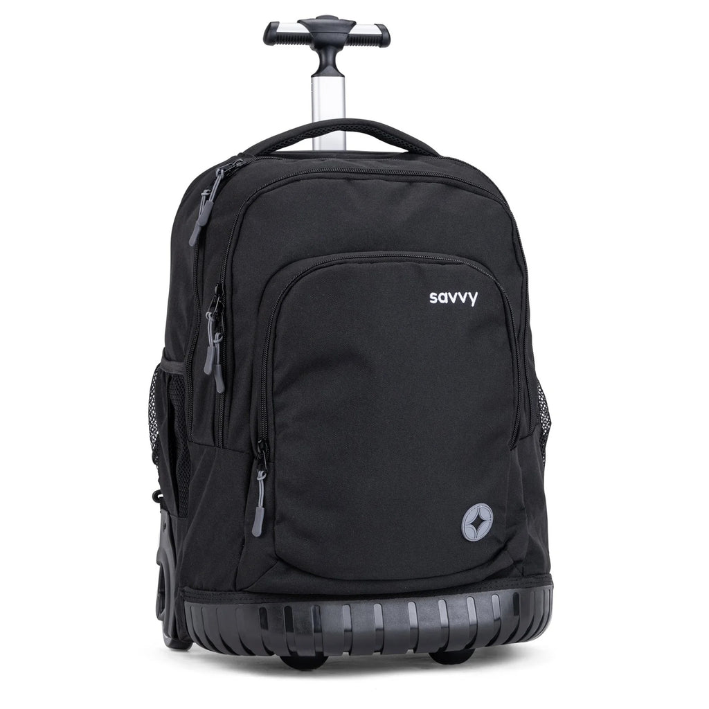 Savvy Black EasyRide Trolley Backpack – Lightweight Convertible School Bag with Wheels (Ages 8-13)